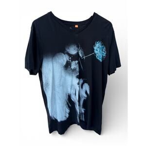 Boss Orange Black Smoking Flower Graphic Short Sleeve T-Shirt Large